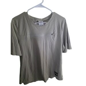 Gymshark Khaki Zip Faux Pocket Crew Neck T Shirt Athleisure Workout women's XL